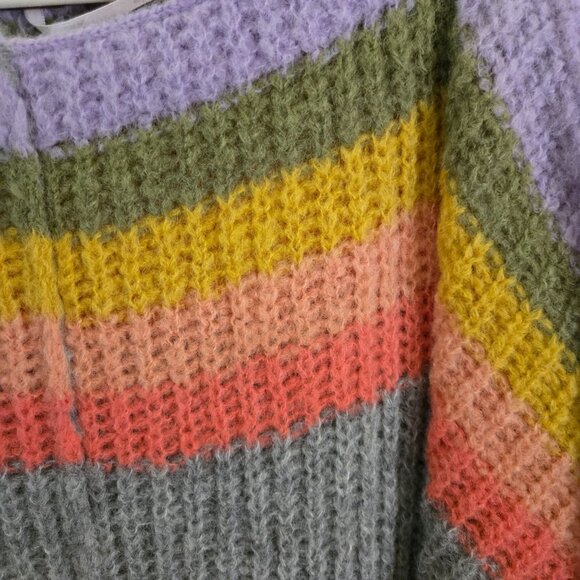 Free People See The Rainbow Alpaca Boxy Oversized Sweater Size S - Picture 8 of 10
